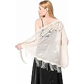 Changyexi Shawls and Wraps for Evening Dresses, Women Lace Crochet Triangle Shawls 1920s Accessories Formal