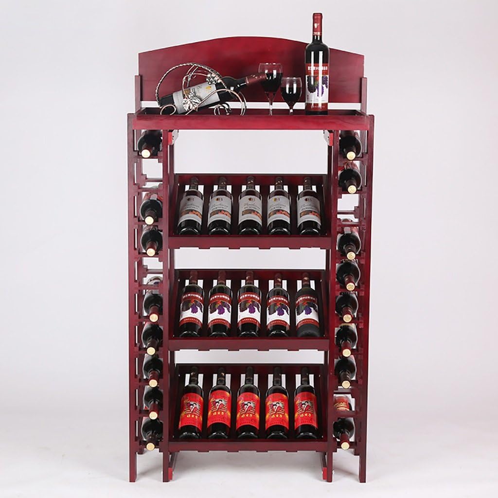 Solid wood wine rack Stand wine rack Multi-layer creative wine display rack Vertical solid wood wine rack Large capacity can hang red wine decoration rack (Size: 35*73*130cm) ( Color : B )