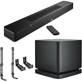 Bose Smart Soundbar 600 Dolby Atmos Home Theater Soundbar with Bass Module 500 Subwoofer Bundle with Turnstile Adjustable Wall Mount Brackets and Universal TV Soundbar Mount Holders