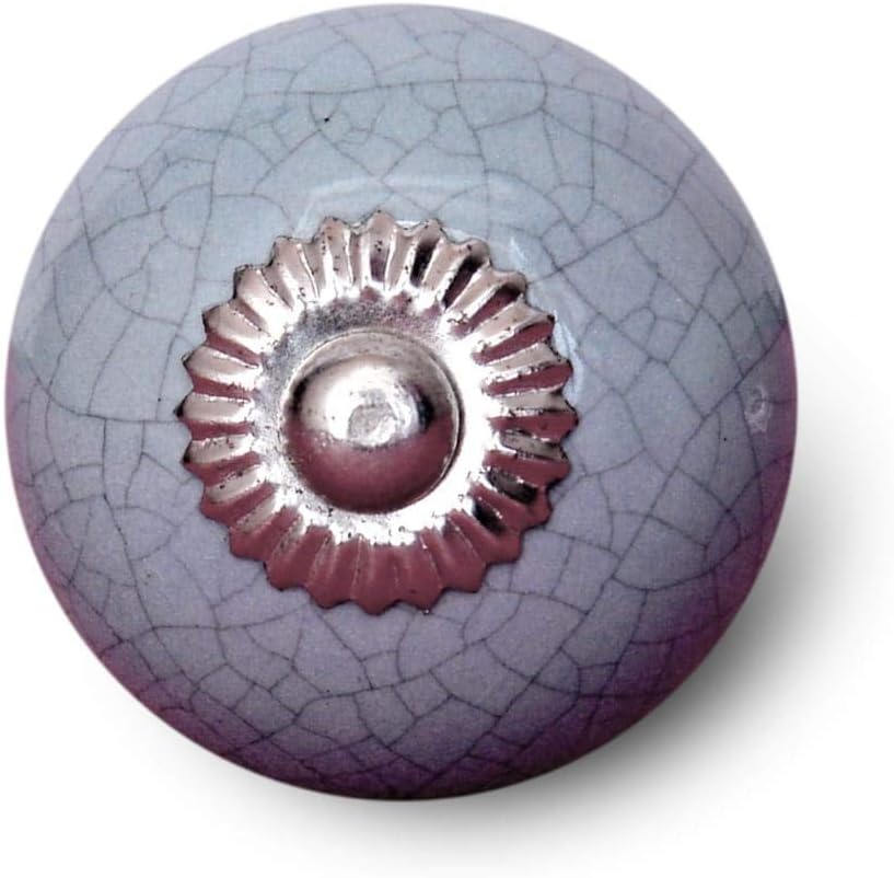 Aura Creations Ceramic Grey knobs and pulls Cabinet Drawer Kitchen Cupboard Door Dresser Handles Wardrobe knobs Hand Painted Pull Knobs Set of 6