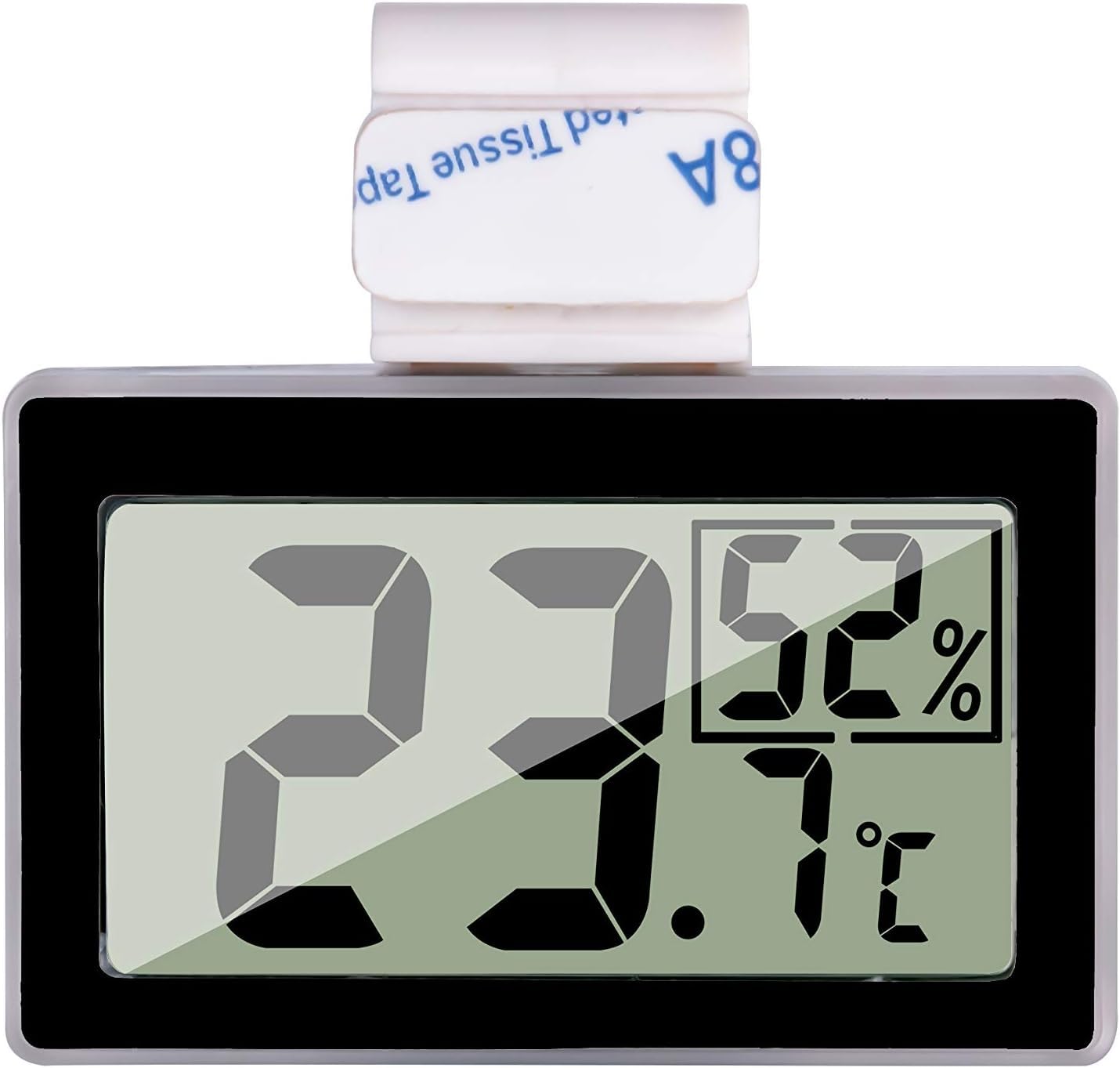 Gellvann Reptile Thermometer & Hygrometer - Digital Temperature & Humidity Sensor Gauge With Hook (Black)