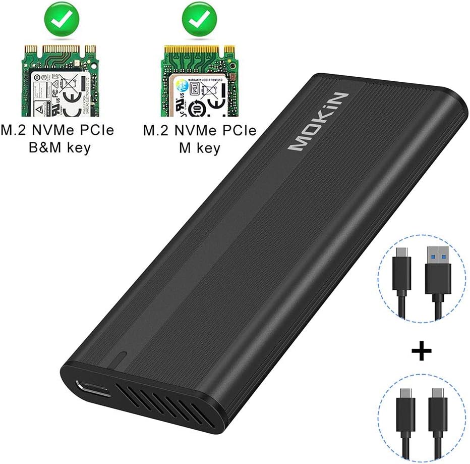 M.2 NVME SSD Enclosure Adapter Tool-Free, USB C 3.1 Gen 2 10Gbps to NVME PCIe M-Key(B+M Key) Thunderbolt 3 Solid State Drive External Enclosure Support UASP Trim for SSD Size 2242/2260/2280: Computers & Accessories