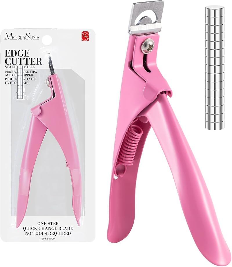 MelodySusie Nail Clippers Tip Cutters for Acrylic False Nails Pink Small