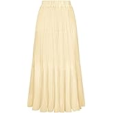 Kate Kasin 2026 Women's Chiffon Maxi Skirt, High Waist Pleated Skirts, Summer Flowy Long Skirts with Underskirt