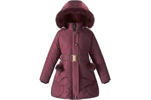 PODGINA Girl Winter Dress Coats Hooded Fleece Jacket Warm Outwear Waterproof Heavy Parka