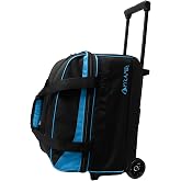 Pyramid Prime Double Roller 2 Ball Bowling Bag with Large Separate Compartment for Bowling Shoes (Up To US Mens Size 16) or Accessories, Locking Handle - Extends to 40"