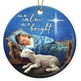 Gift Glow Baby Jesus Christmas Ornaments - Christian Gifts for Women, Kids, Nativity Religious Ornaments, Jesus Ornament for Christmas Tree, Ceramic Christian Ornament 2025