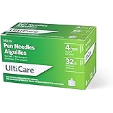 UltiCare Pen Needles 4mm (5/32”) x 32G Micro, 100 Count: for at-Home Insulin Injections, Compatible with Most Pen Injector De