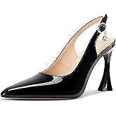 Castamere Womens Stiletto High Heel Pointed Toe Pumps Slingback Buckle Wedding Prom Dress Patent Leather 3.9 Inches Heels