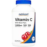 Nutricost Vitamin C with Rose Hips 1025mg, 120 Capsules - Vitamin C 1000mg, Rose Hips 25mg, Premium, Non-GMO, Gluten Free Supplement