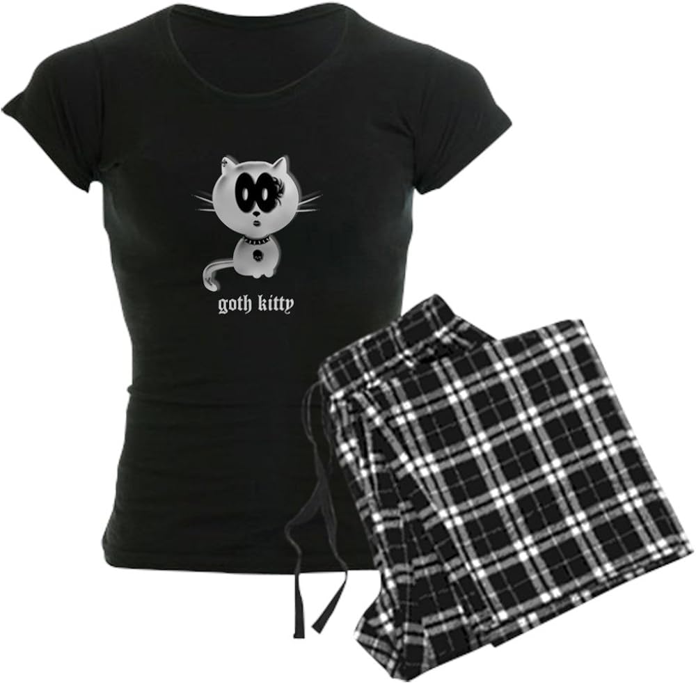 CafePress Goth Kitty Womens Novelty Cotton Pajama Set, Comfortable