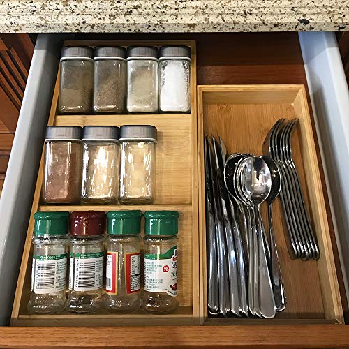 Simhoo Bamboo Spice rack In-Drawer Kitchen Cabinet Spice 12 Bottle Holder for Storage/Organizer 3-Tier