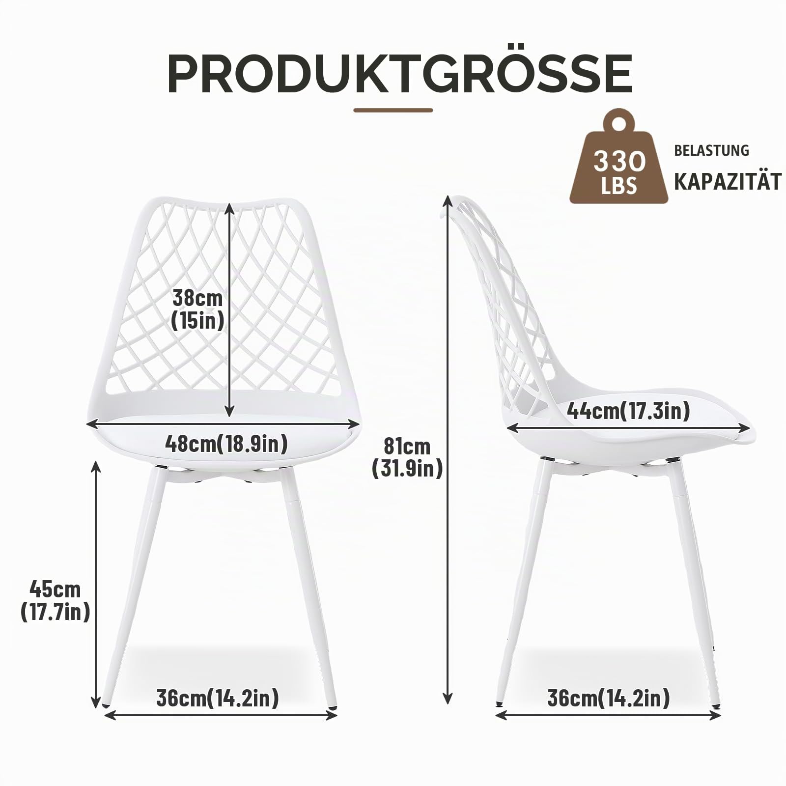 CHAIRABLE Esszimmerstühle 4er Set, Küchenstühle, Polsterstuhl für Esszimmer, Wohnzimmer, Garten und mehr, White 2