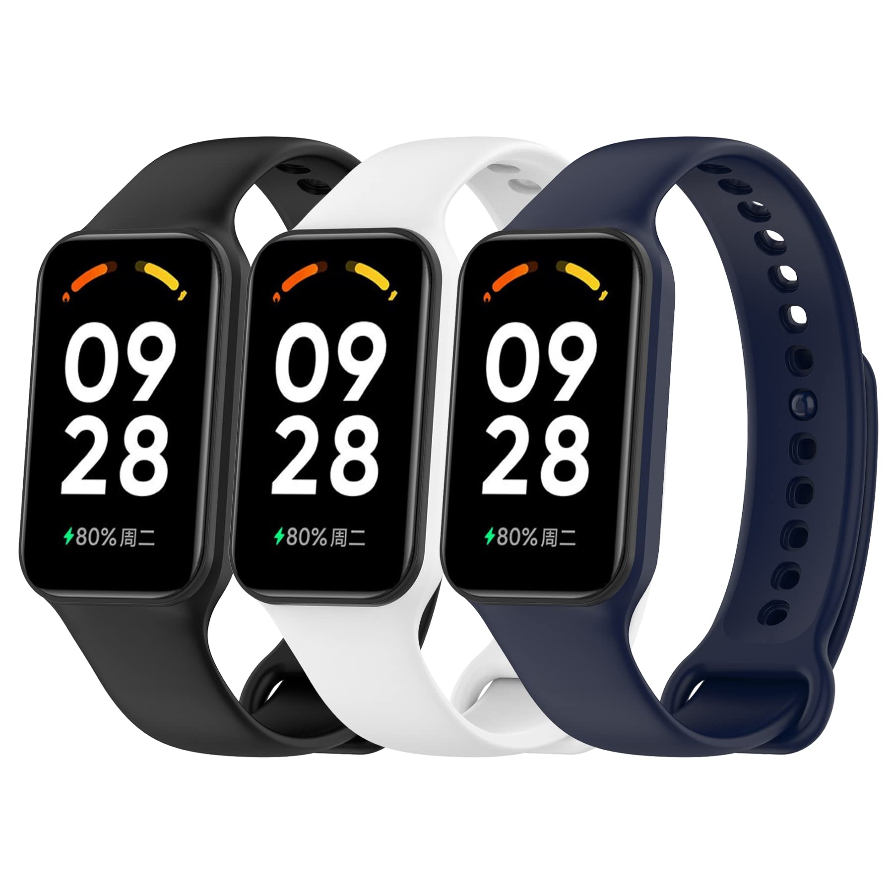 CHULN 3 Pieces Redmi Smart Band 2 Straps, Colorful Soft Silicone Watch Replacement Bracelet Waterproof Strap Compatible with Xiaomi Redmi Smart Band 2 Bracelet