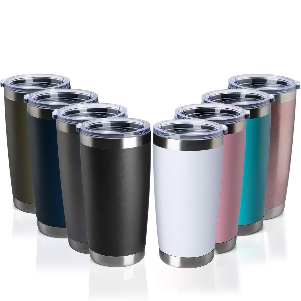 Photo 1 of TDYDDYU 8 pack 20 OZ Double Wall Stainless Steel Vacuum Insulated Tumbler Coffee Travel Mug With Lid, Durable Powder Coated Insulated Coffee Cup for Cold & Hot Drinks (Combine colors, 8 pack)