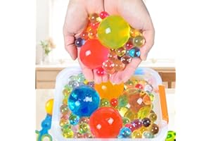 YIQUDUO Non-Toxic Water Gel Beads 500 Pcs Giant & 50,000 Pcs Small Kit, Rainbow Mix Water Gel Beads Growing Balls for Vases Filler, Wedding and Home Decoration