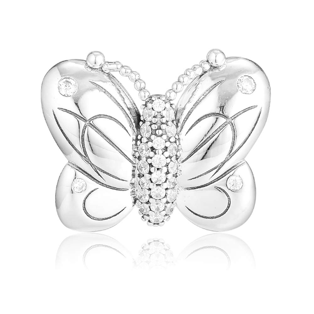 PANDOCCI 2019 Spring Decorative Butterfly 925 Silver Bead DIY Fits for Original Pandora Bracelets Charm Fashion Jewelry