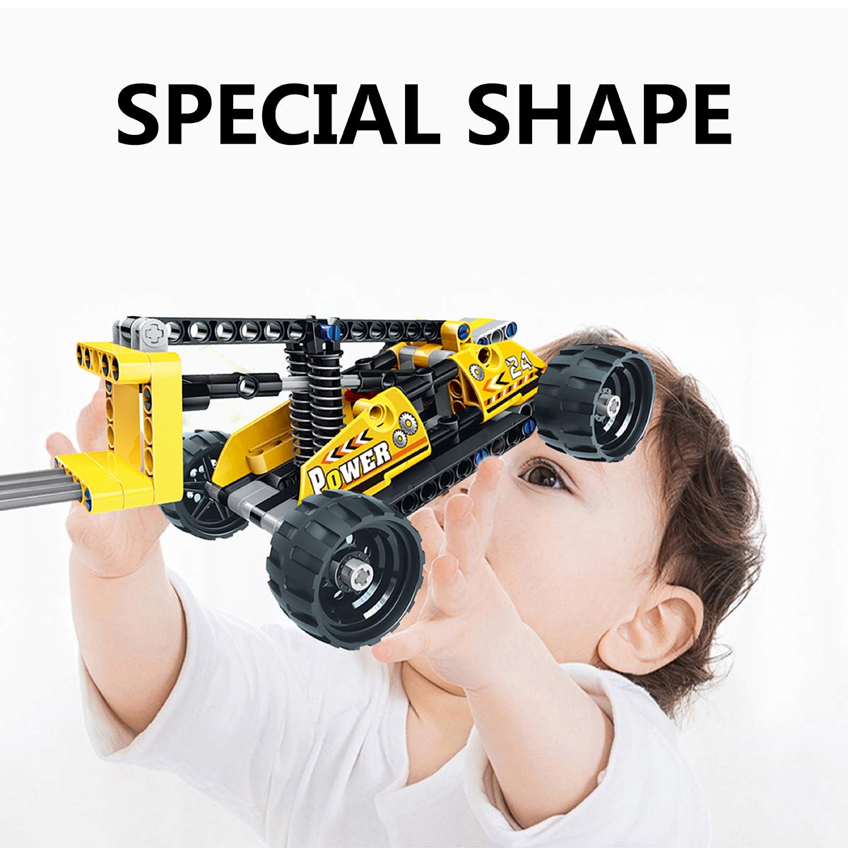 Kids Stem Building Set, Pull-Back Racing Car Toy, DIY Brain Puzzles Bricks, Construction Education Learning Particles, Model Building Kit Brain Development Toys, Best Gift for Boys, Girls and Kids