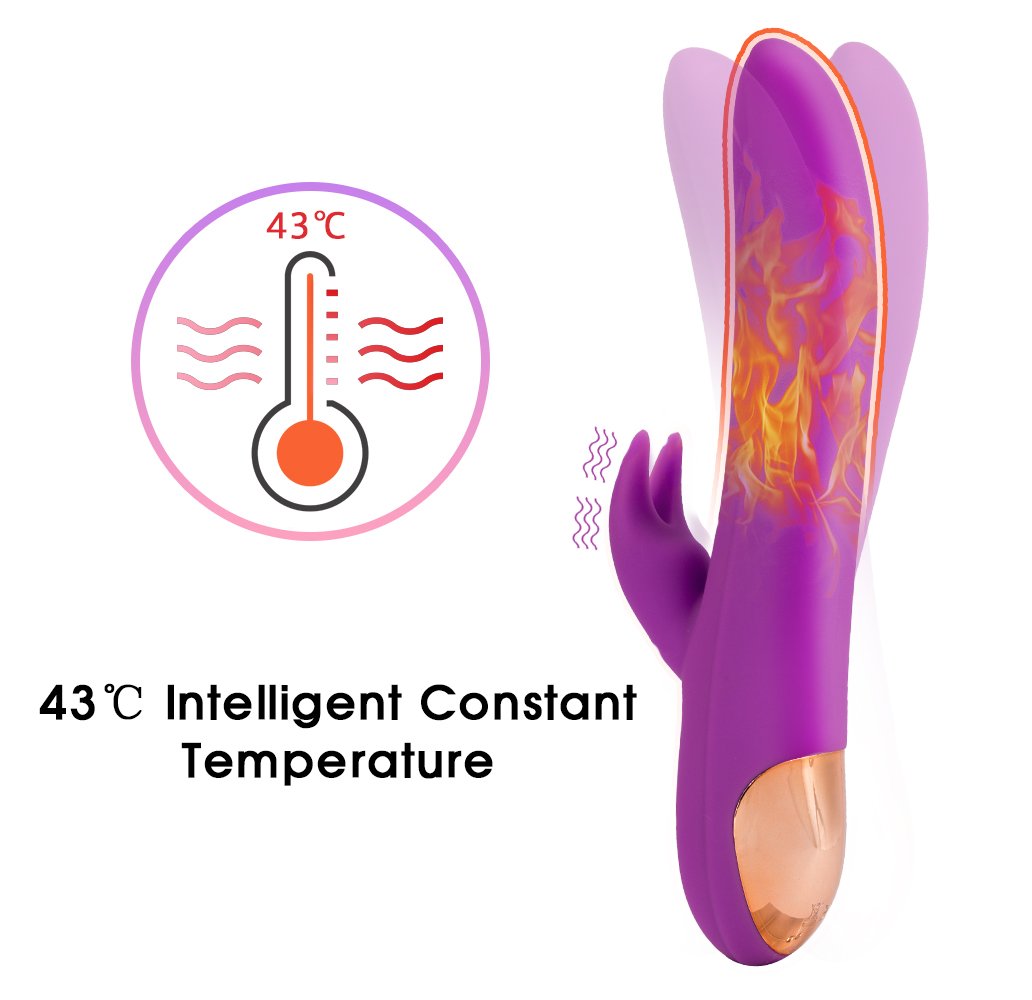 Fondlove Rabbit Vibratoren für sie Klitoris und G Punkt Vibration mit 12 Frequenz 7 Vibrationsmodi Dual Motor automatischer Stoßfunktion Beheizbar Wasserdicht Extrastark Wiederaufladbar Erotik Sexspielzeug