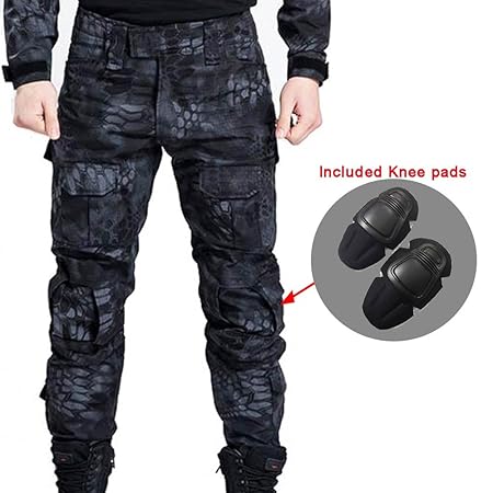 Männer Schießen BDU Kampf Pants Hosen mit Knieschützer Typhon Kryptek für Taktisch Armee Militär Airsoft Paintball (S)