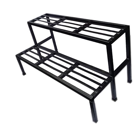 A One Steels Garden Plant Stand, Black, Double Step Pot Holder Stand of Two in one.