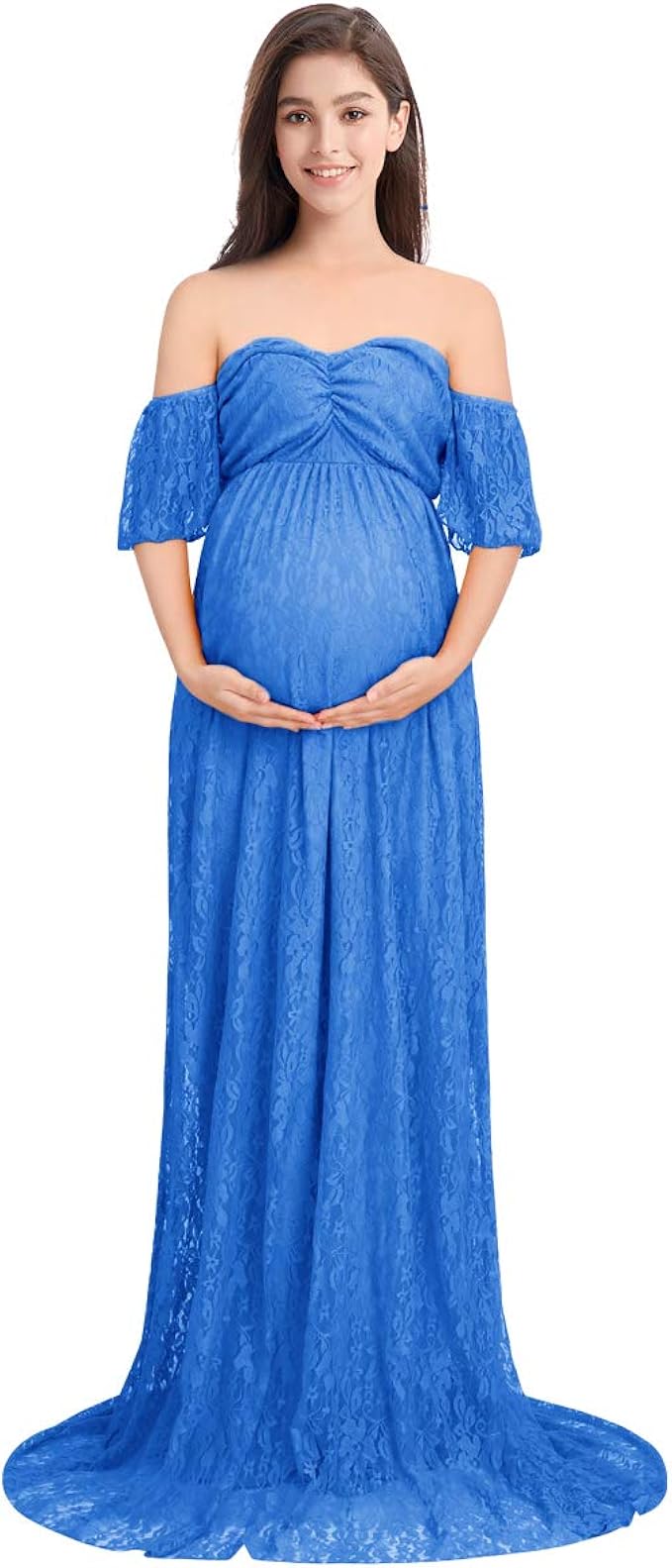 maternity casual lace off shoulder dress
