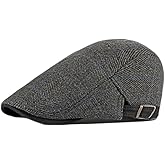 Qianuer Newsboy Hats for Men Flat Cap Adjustable Tweed Ivy Gatsby Cabbie Hat