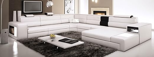 Amazon Com Modern Italian Design Ivory Sectional Sofa Polaris