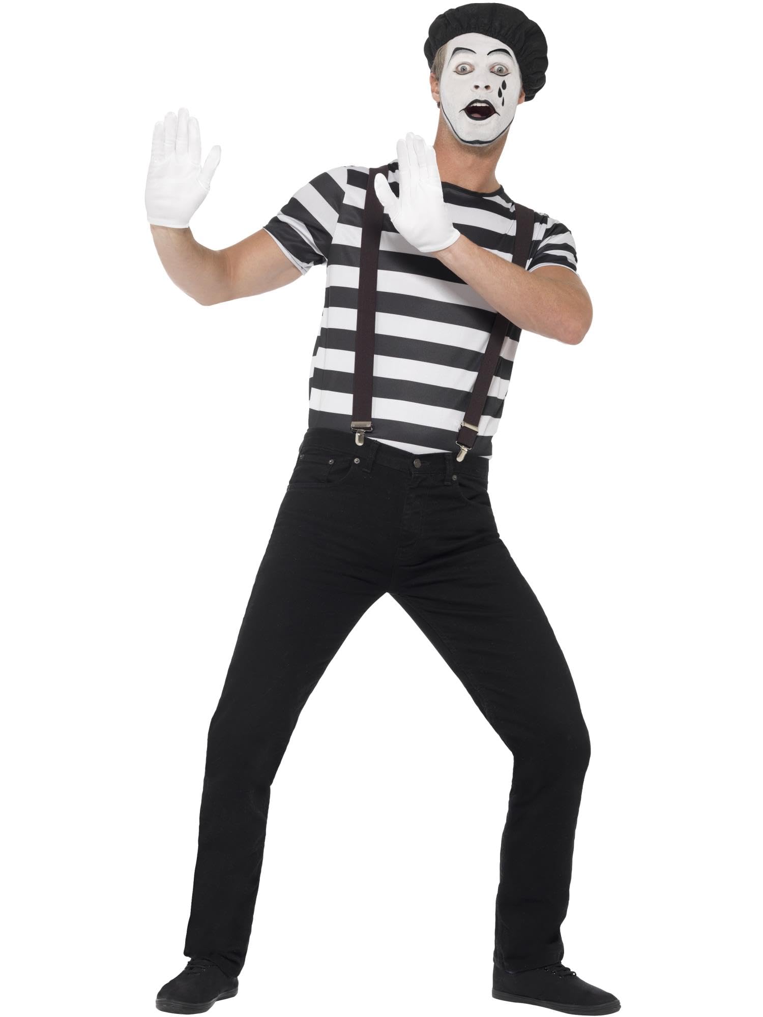 Smiffys Gentleman Mime Artist Costume, Black, L - Size 42inch-44inch