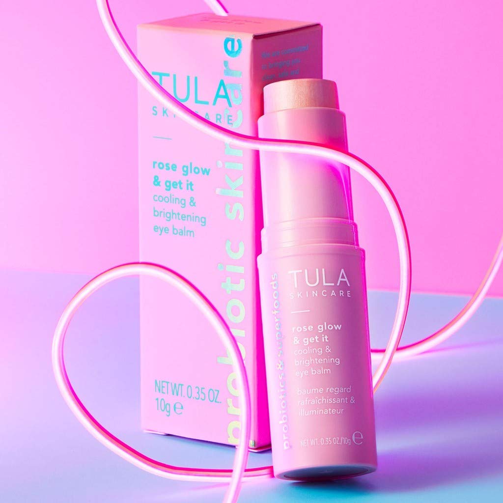 TULA Probiotic Skin Care Rose Glow & Get It Cooling & Brightening Eye Balm | Dark Circle Under Eye Treatment, Instantly Hydrate and Brighten Undereye Area, Perfect to Use On-the-go | 0.35 oz: Beauty