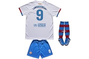 CEKFAX 2023/2024 Barca Away #9 Lewandowski Football Soccer Kids Jersey Shorts Socks Set Youth Sizes