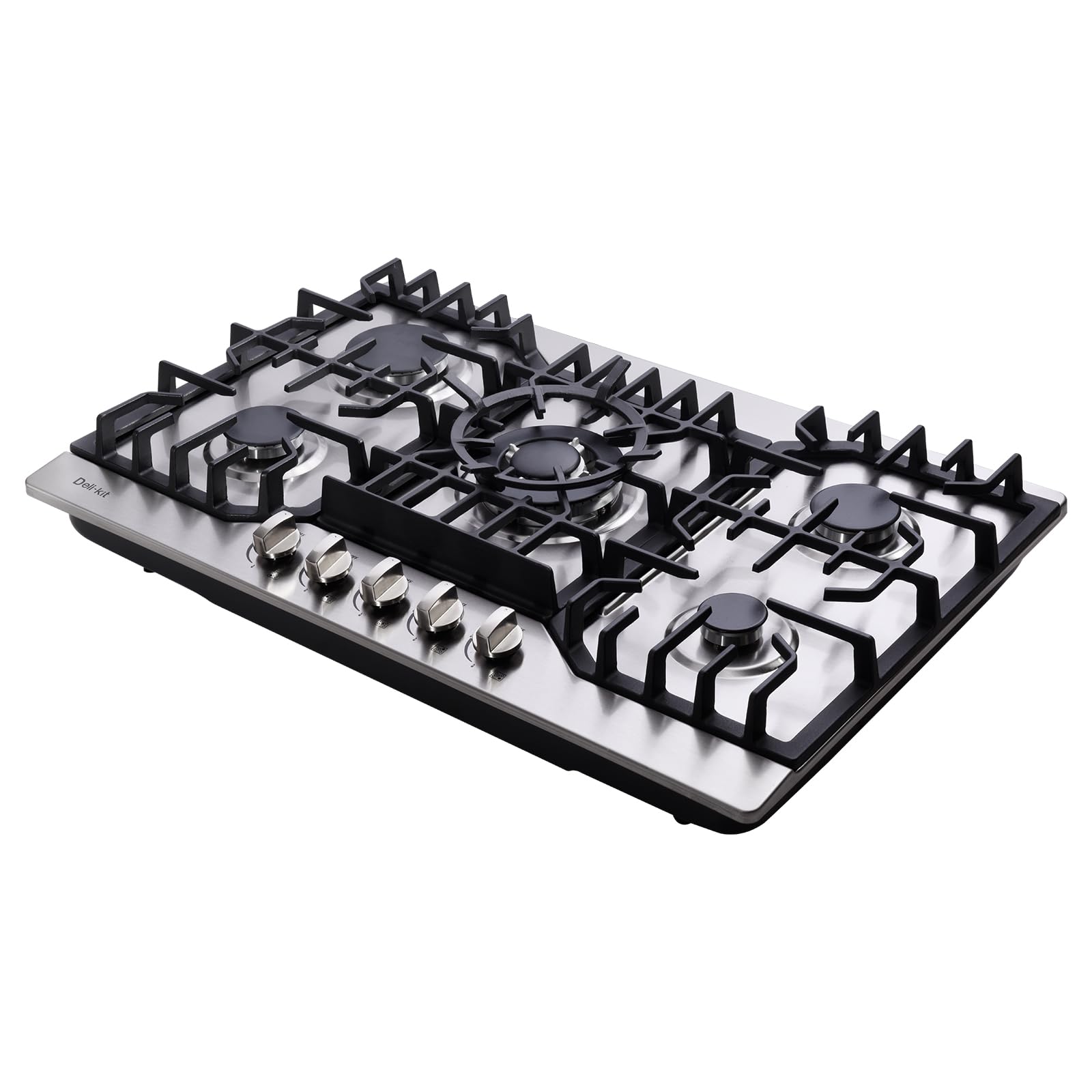 30 Inch Gas Cooktop, Stainless Steel Built-in 5 Burners Stovetop Dual Fuel Gas Hob NG/LPG Convertible Gas Cooktop DK5712