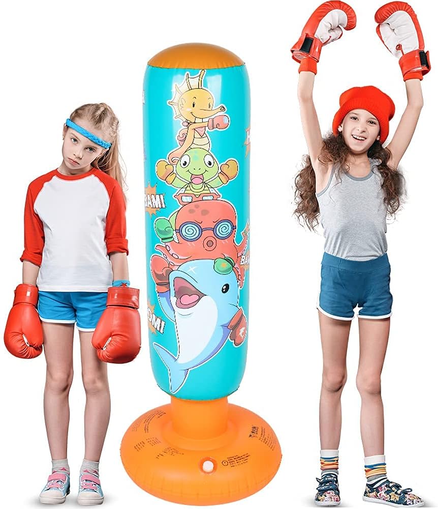 DJAM Inflatable Punching Bag for Kids, Free Standing Kids Boxing Bag to Exercise and Stress Relief in Children, Gifts for Girl 3-12 48 in : Sports & Outdoors