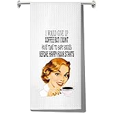 LEVLO Retro Housewives Food Dish Towel Vintage 50s Housewife Gift Retro Housewives 50s Waffle Weave Dish Towel Kitchen Decor (I Would GIVE UP Towel)