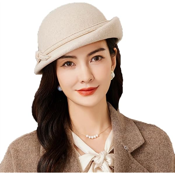 F FADVES Pillbox Hat Wool Felt Beret Fascinator Hats Flower 