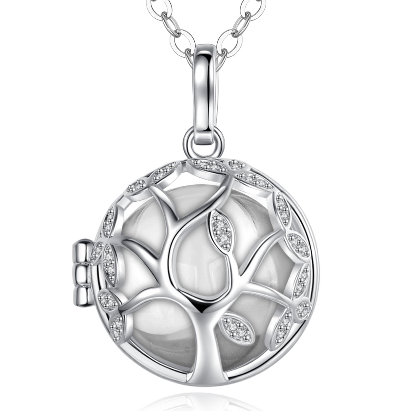 Eudora Harmony Tree of Life Necklace, CZ with Music Chime Ball Locket Pendant Necklace for Women Girls Ladies Nice Jewelry Gift, 30"+45" Chain โ image 1