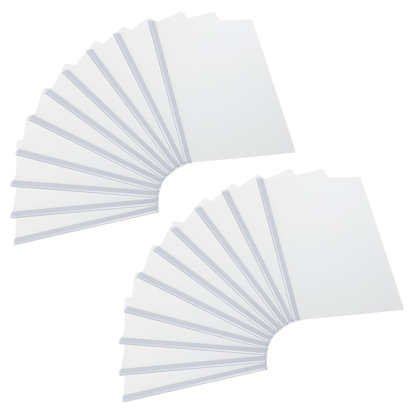 PATIKIL Clear Report Covers with Sliding Bar, 20 Pcs 8 mm Slide-Grip Resume Cover 50 Sheets Capacity, A4 Presentation Folders for File, Resume, White