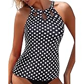 Tempt Me High Neck Tankini Top Backless Bathing Suit for Women Key Hole Swimsuit Swim Top Only