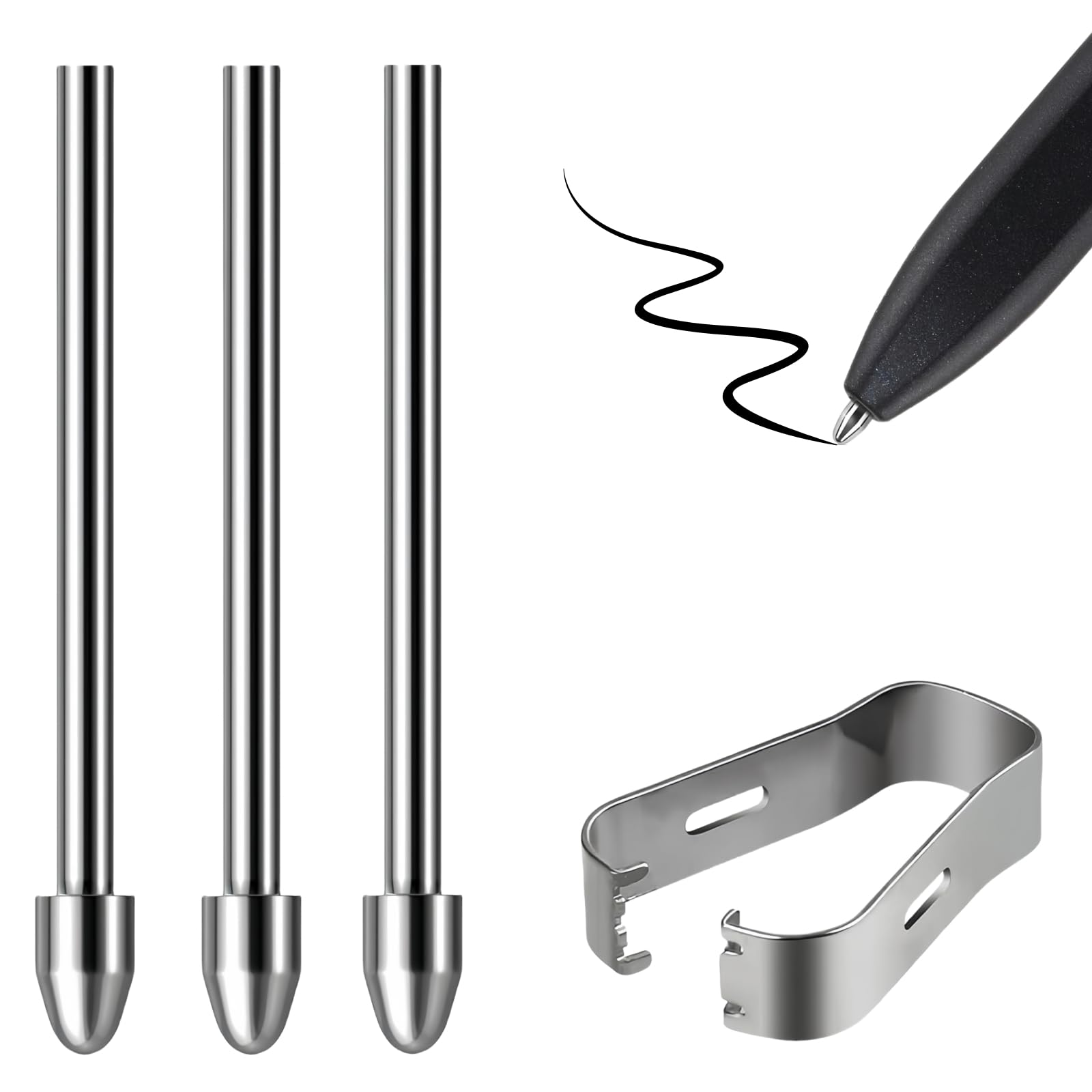 3Pcs Pen Tips Replacement for Kindle Scribe Stylus Pen, Titanium Alloy Replacement Tip/Nibs with High Sensitivity and Tilt Support Compatible with Kindle Scribe/Hanvon N10/iReader/Remarkable Stylus