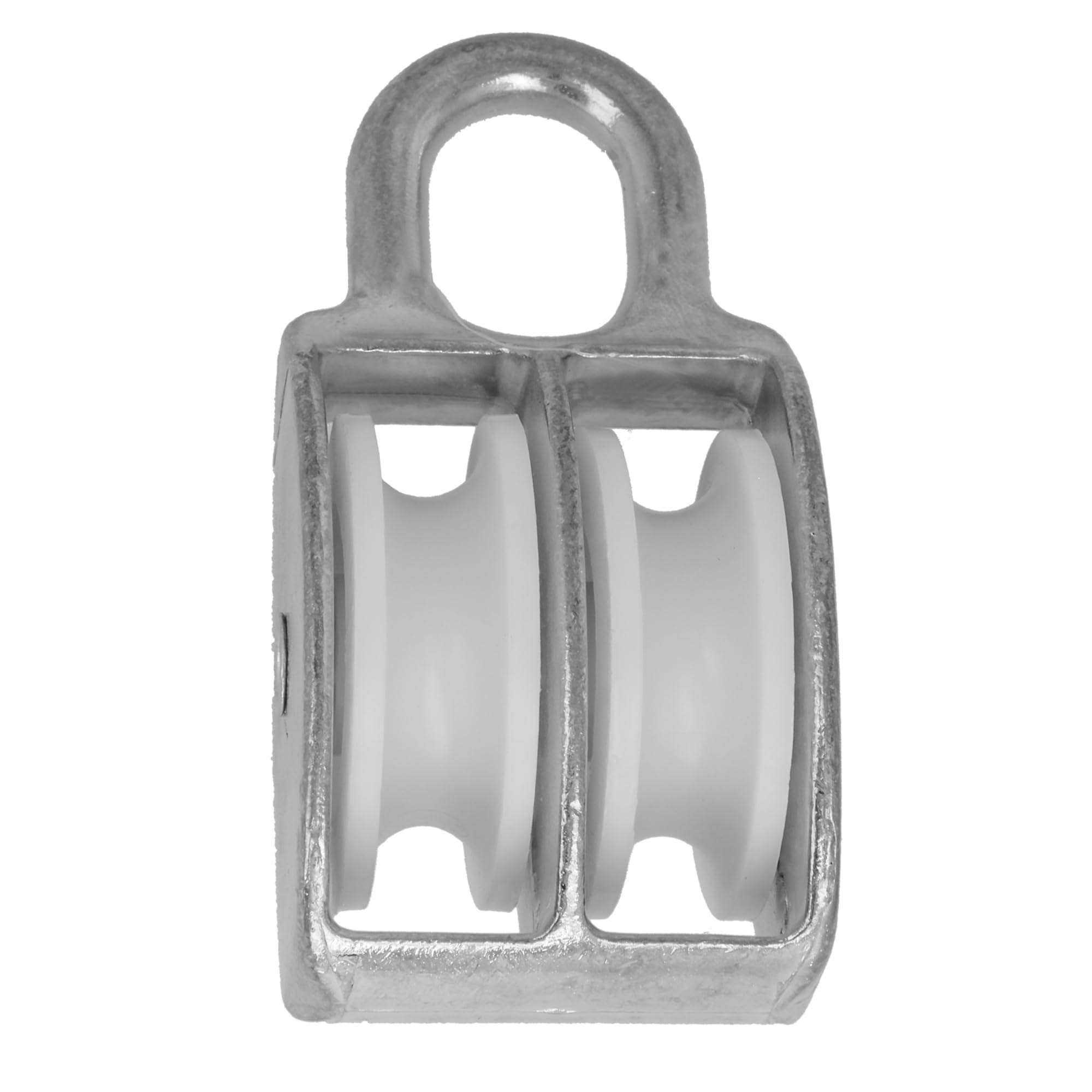 Amig - Fixed Double Roller Model 651 | With White Plastic Wheel | For Indoor and Outdoor Use | Dimensions 9 x 40 mm | Steel | Galvanised Surface | Not Suitable for Lifting Work