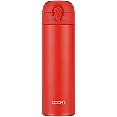 GOOFIT Thermos Double Wall Vacuum Kids Water Bottle,with Snap-On Lid and Locking Ring Insulated Water Bottle BPA Free Suitable for Schools and Travel 16 Oz Red