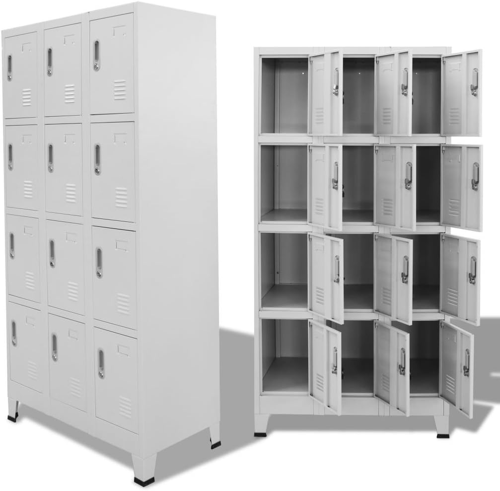 Festnight Locker Storage Holder with 12 Compartments 90x45x180