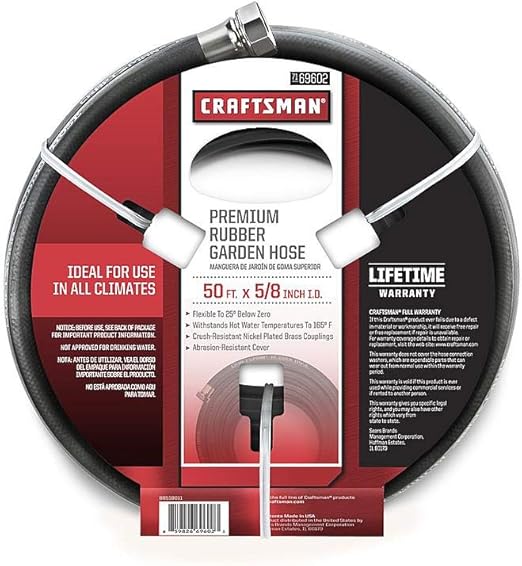 Amazon.com : Craftsman 50 Foot x 5/8-Inch RUBBER GARDEN HOSE - MADE IN