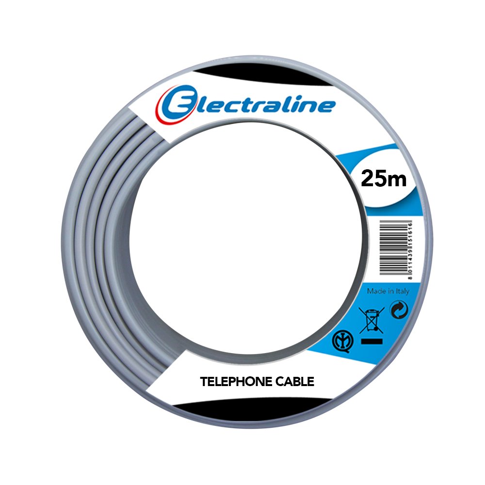 Telephone Cable 1 Pair of Earth-Mt - 25 Grey
