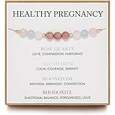 IQIC Healthy Pregnancy Bracelet for Women Hope Moonstone Amethyst Bracelet First Time Mom Spiritual Bracelet Rose Quartz Aquamarine Handmade Bracelet Mothers Day Jewelry