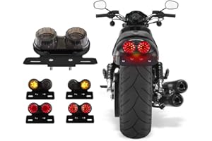 Sidaqi 40W 40-LED Motorcycle Tail Lights DC12V With License Plate Bracket,Integrated Brake/DRL/Turn Signals Tail Lights Replacement for Harly Honda Yamaha Suzuki Kawasaki (Smoked)
