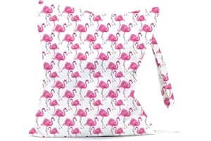 JRHung Waterproof Wet Bag Reusable Cloth Diaper Wet Dry Bag Large Travel Laundry Bag Dirty Clothes Bathing Suit Workout Bag for Gym Swimsuit Swimming Yoga Travel Pool Beach (Flamingo Decor 3)