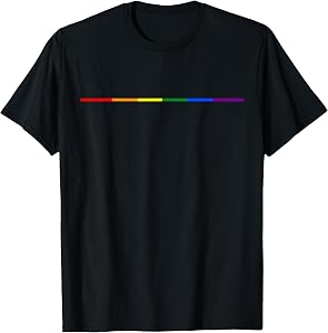 Minimalist LGBTQ+ Pride Rainbow Line Aesthetic T-Shirt