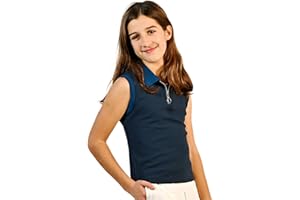 Marie Birdie Hazy Shade of Winter Sleeveless Polo Junior Golf Outfit UPF50+ YKK Zipper for Tweens and Teens 8-18 Years Old