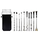 Wizard Wand Potter Makeup Brushes set with Gift Bag Efforty 10pcs Metal Magic Eye Shadow Eyeliner Blending Pencil Lip Brush Beauty Tools (Silver tube)